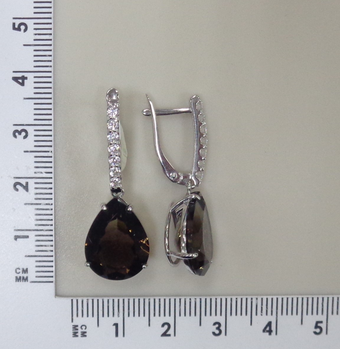 Серебряные серьги с раухцитринами